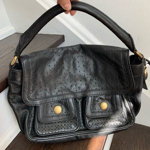 Marc Jacobs black leather gold padlock handbag